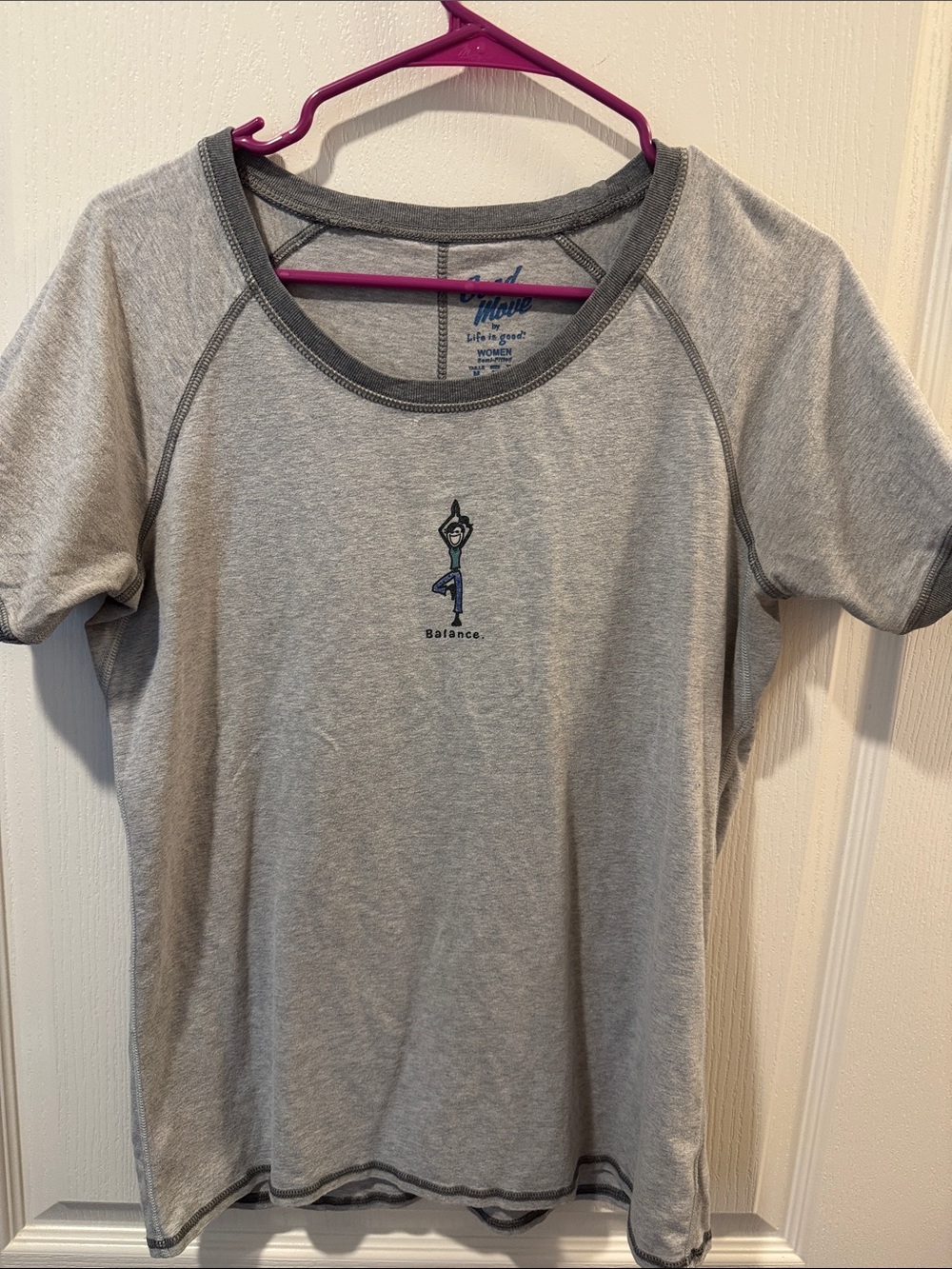 Life Is Good Light Gray Short Sleeve Yoga Balance Tee